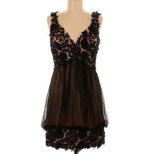 JOVANI Women’s Black Beaded Silk & Lace Dress | NWT | Size 14
